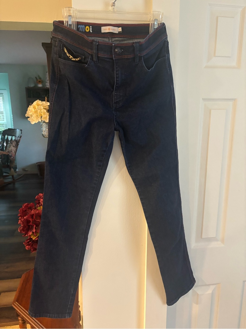 Moi Dark Blue Flare Jeans with Side Stitch Detail